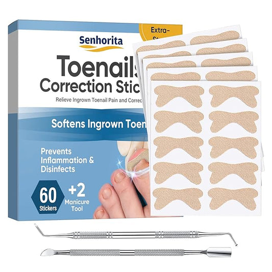 Ingrown Toenail Treatment, 60Pcs Ingrown Toenail Corrector Strips, Ingrown Toenail Removal Kit with File and Lifter, 60Pcs-Velvo Beauty
