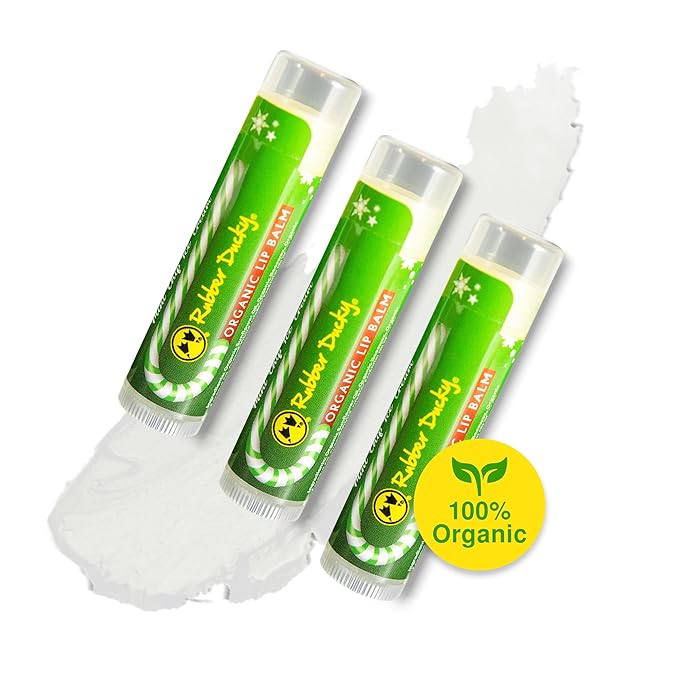 Rubber Ducky Carefree Natural Organic Lip Balm - Instant Hydration & Lip Moisturizer for Very Dry Lips - Vanilla Mint Lip Balm Flavor with Vitamin E - Vegan, Certified Organic Lip Care - 3 Pack-Velvo Beauty