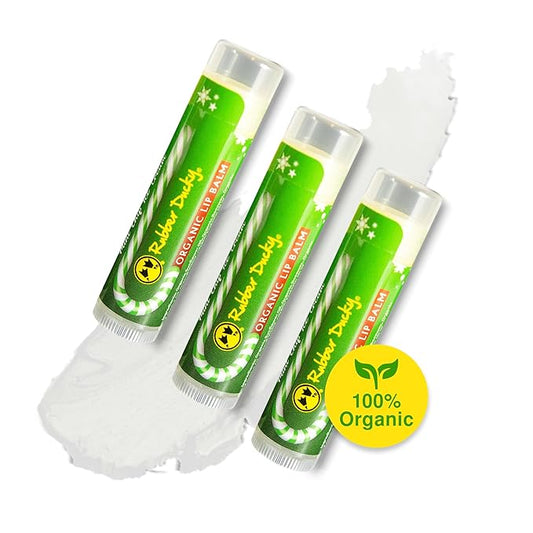 Rubber Ducky Carefree Natural Organic Lip Balm - Instant Hydration & Lip Moisturizer for Very Dry Lips - Vanilla Mint Lip Balm Flavor with Vitamin E - Vegan, Certified Organic Lip Care - 3 Pack-Velvo Beauty