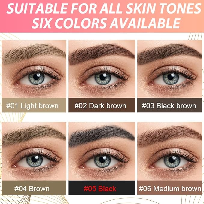 evpct 2Pcs Black Magic Microblading Dual-Ended Eyebrow Contouring Pen Brow Pencil, with 4 Brush Micro-Fork-Tips Applicator and Precise Brush-Tip, Hair Like Strokes, with Dual-ended Eyebrow Brush-Velvo Beauty