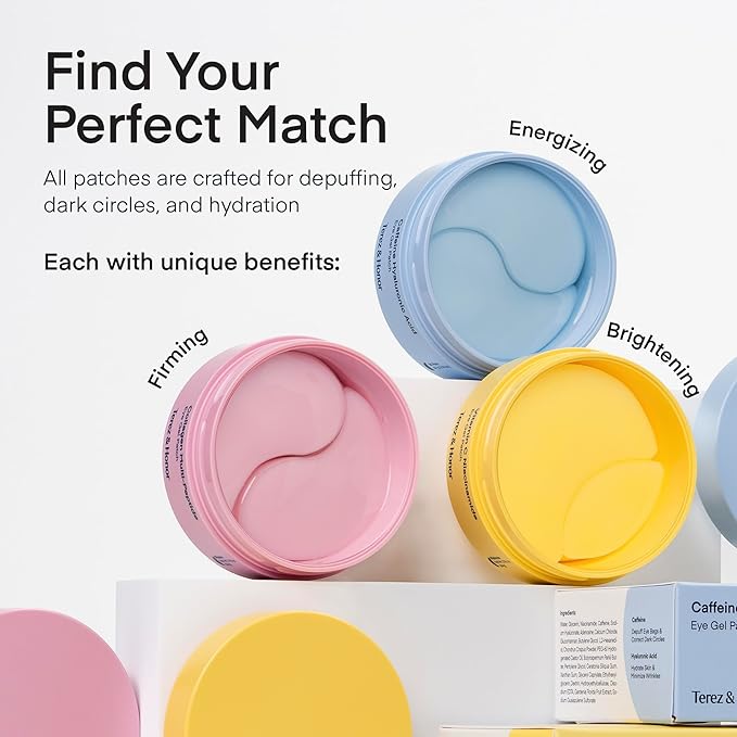 TEREZ & HONOR Peptide Collagen Under Eye Patches - 60 Korean Firming, Glowing & Hydrating Hydrogel Mask for Puffy Eyes, Dark Circles, Wrinkles, Fine Lines, Undereye Bags - Anti-Aging Eye Gel Pads-Velvo Beauty