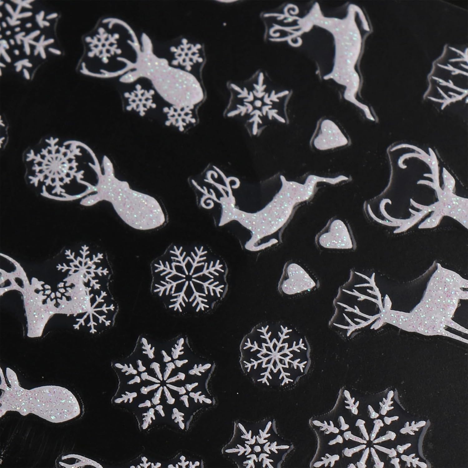 JMEOWIO 9 Sheets Christmas Glitter Nail Art Stickers Decals Self-Adhesive Snowflake Winter Holiday White Nail Supplies Nail Art Design Decoration Accessories-Velvo Beauty