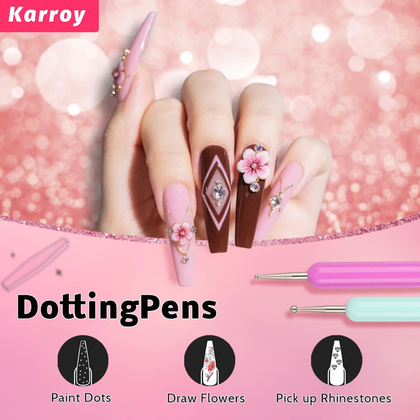 Nail Art Brushes Kit, Multifunctional Nail Brushes for Nail Art Nail Design Brush Gel Nail Brush for Nail Extension Nail Art Liner Brush Dotting Tools for DIY (6PCS Brushes)-Velvo Beauty