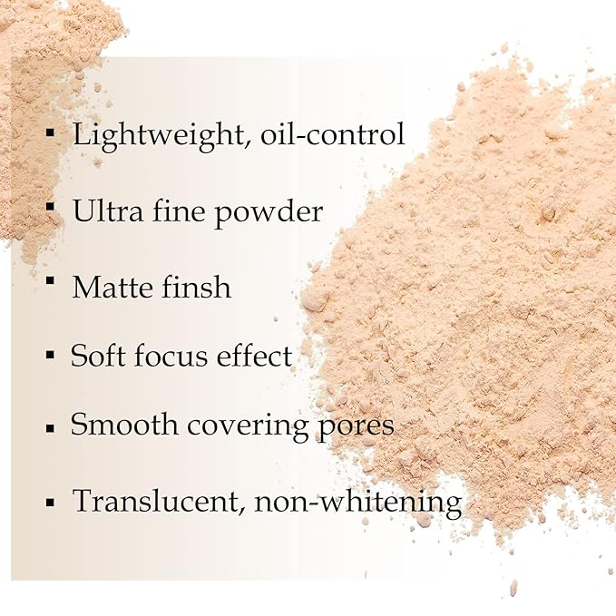 Boobeen Loose Face Powder Translucent Setting Powder Oil Control Loose Powder, Soft Focus Effect Makeup Loose Setting Powder, Lightweight Shine Control Matte Finishing, with Puff-Velvo Beauty