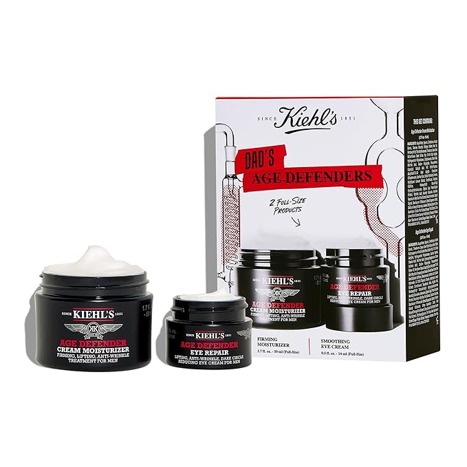 Kiehl's Dad's Age Defenders Skincare Gift Set – 2-Piece Full Size Skincare Set for Men with Firming & Lifting Anti-Aging Moisturizer and Eye Cream for Men, Minimizes Look of Fine Lines and Wrinkles-Velvo Beauty