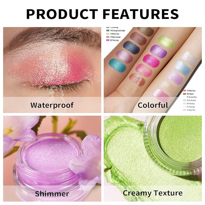 Oulac Shimmer White Cream Eyeshadow Primer| Highlighter Waterproof & Long Lasting Glitter Eyeshadow Natural Color Eye Shadow for Women 6g (01)-Velvo Beauty