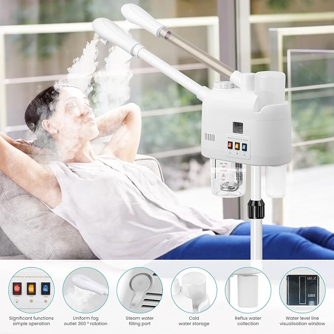 face steamer for hot and cold, Face Steamer with More Steam, Adjustable Height for Face Steamer Suitable for Personal Home and Professional Personal Care Places, Moisturizing or Hydrating.-Velvo Beauty