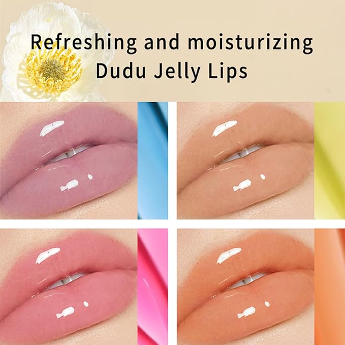 Hydrating Jelly Balm,Tinted Moisturizing Lip Balm For Dry Lips,Instantly Hydrate Lips Conditioning & Nourishing Lip Care Lip Moisturizer Fruit Lip Oil Lip Shine Jelly Lipstick(Strawberry)-Velvo Beauty