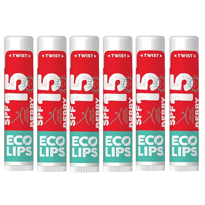 Eco Lips Classic Sport Broad Spectrum Sunscreen Lip Balm 6-Pack - Made in USA (Classic Berry SPF 15)-Velvo Beauty