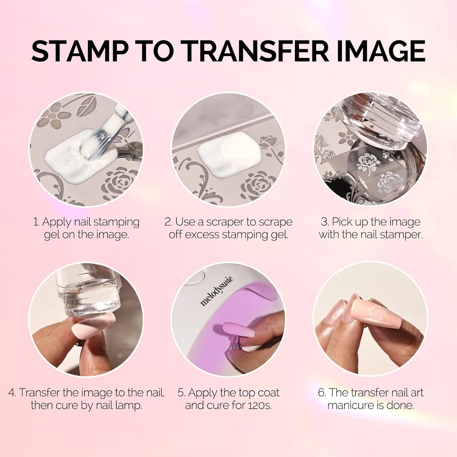 MelodySusie French Nail Stamper Kit, Silicone Stampers with Scrapers, 4PCS DIY Home Nail Design Salon, Clear-Velvo Beauty