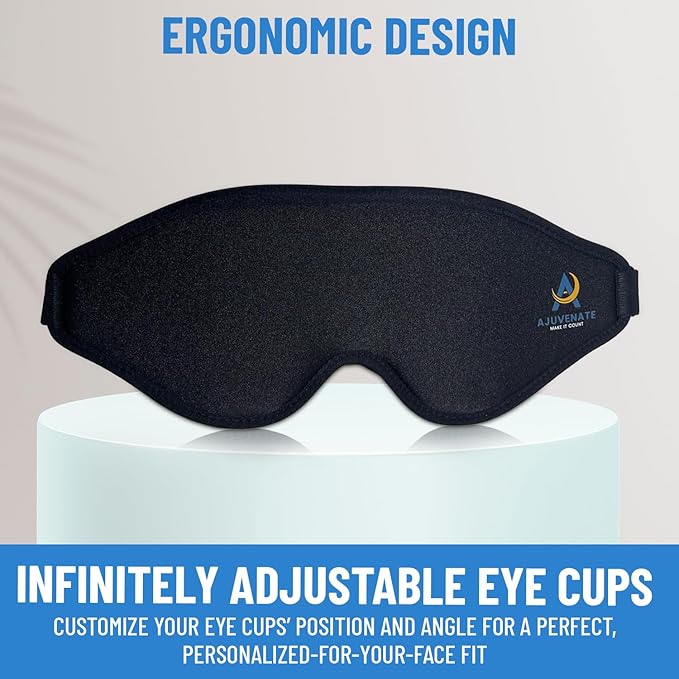 3D Sleep Mask for Men Women | 100% Blackout, Zero Eye Pressure, Breathable Material | Comfortable Night Blindfold for Sleeping, Travel and Meditation (Black)-Velvo Beauty