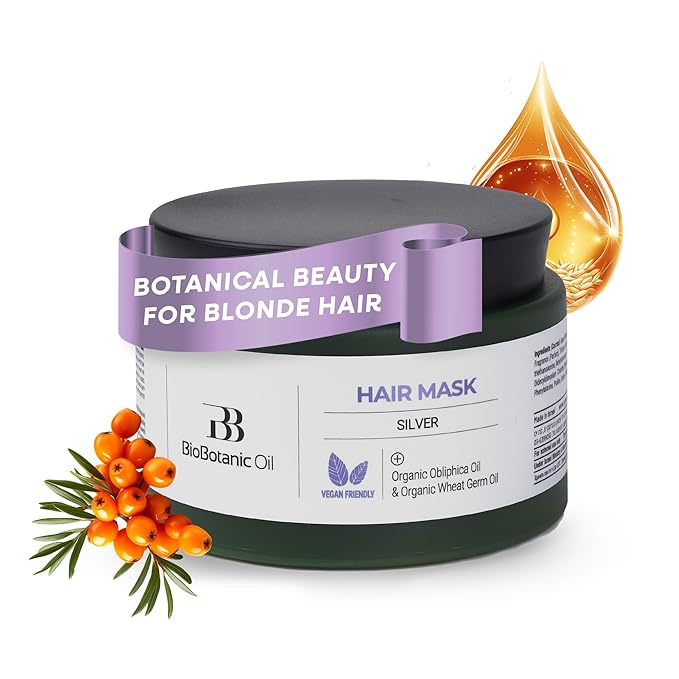 Bio Botanic Oil Hair Mask for Blonde & Bleached Hair | Deep Hydration & Anti-Brass Treatment | Enriched with Organic Wheat Germ & Obliphica Oil | Blue Pigment Formula | SLS-Free, Paraben-Free | 250ml-Velvo Beauty