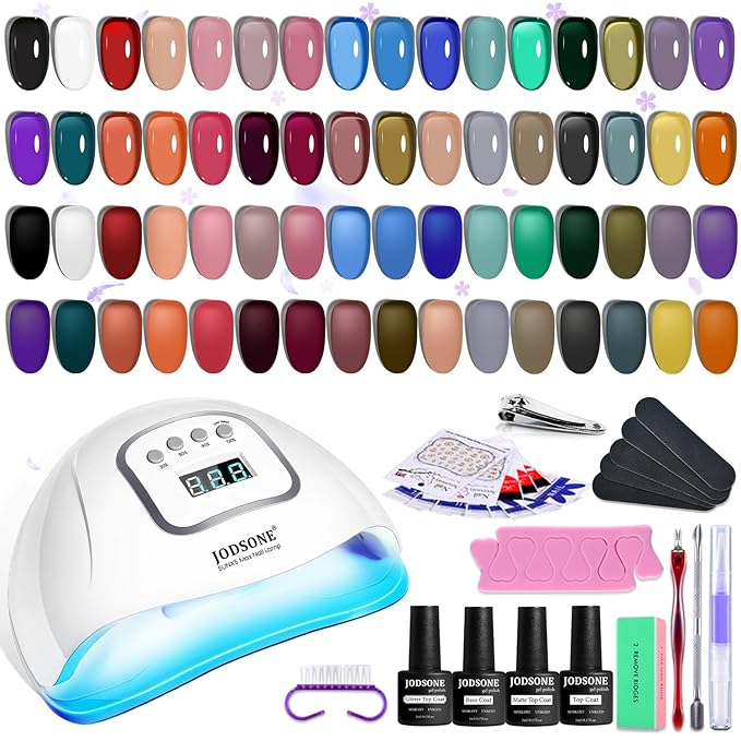 JODSONE 32 Colors Jelly Gel Nail Polish Kit with U V Light Crystal Transparent Classic Color 4 Functional Gel for All Seasons-Velvo Beauty