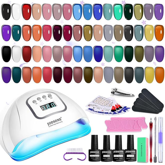 JODSONE 32 Colors Jelly Gel Nail Polish Kit with U V Light Crystal Transparent Classic Color 4 Functional Gel for All Seasons-Velvo Beauty