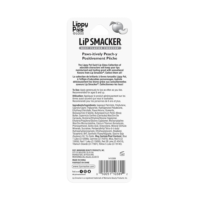 Lip Smacker Lippy Pals Swirls Panda, Flavored Moisturizing & Smoothing Soft Shine Lip Balm, Hydrating & Protecting Fun Tasty Glossy Finish, Cruelty-Free & Vegan - Paws-Itively Peachy-Velvo Beauty