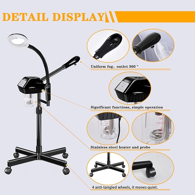 Facial Steamer for Deep Hydration, 2in1 Ozone Face Steamer with 5X Magnifying Lamp, Professional Facial Steamer, Suitable for Home Use or Beauty Spa Deep Cleansing and Hydration-Velvo Beauty