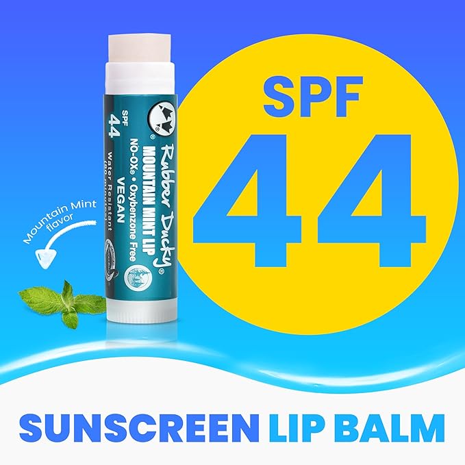 Rubber Ducky | Lip Sunscreen, Lip Balm with SPF 44, Waterproof Sunscreen Lip Balm | Vegan, Untinted, Mint Flavor, with Vitamin E | All Season - Broad Spectrum Sunscreen for Lips-Velvo Beauty