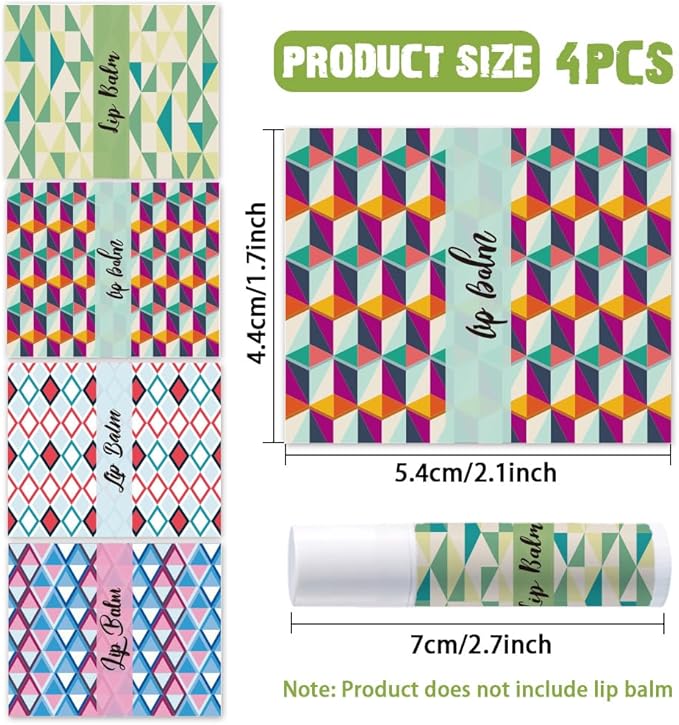 OLYCRAFT 100Pcs Self-Adhesive Lip Balm Tag Stickers 1.7x2.1 inch Waterproof Adhesive Label with Texture Pattern Rectangle Lipstick Tag Sticker for Lip Balm Container Tubes Lipstick Wrapping Decoration-Velvo Beauty