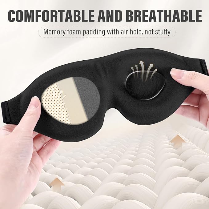 YIVIEW Sleep Mask for Side Sleeper, Complete Light Blocking 3D Sleeping Eye Mask, Soft Breathable Eye Cover for Women Men, Relaxing Zero Pressure Night Blindfold-Velvo Beauty