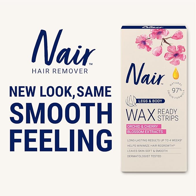 Nair Hair Remover Wax Ready Strips for Legs & Body, No Mess Waxing Kit for Hair Removal, 3-pack Wax Strips, 40ct Each Wax Kit-Velvo Beauty