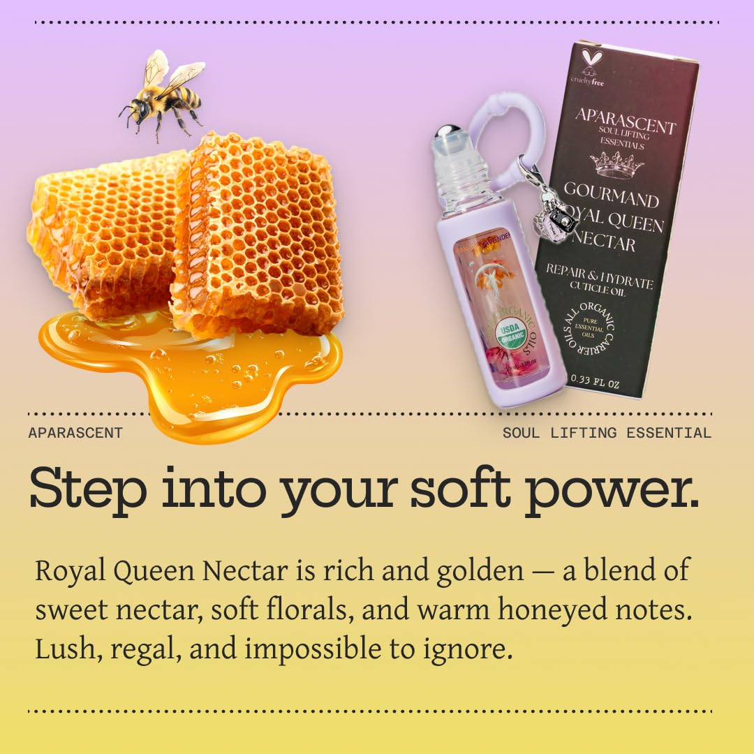 Gourmand Royal Queen Nectar Organic Nail Cuticle Oil Pen with Jojoba, Coconut MCT, and Rosehip for Nail Hydration, Growth & Strength, Travel Size Keychain(0.34 Fl Oz)-Velvo Beauty