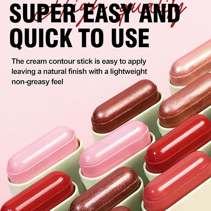 Multi-Use Makeup Blush Stick, Beauty Tinted Solid Blush Stick, 3-in-1 Cream Blush Stick for Cheek/Eyes/Lips, Waterproof Moisturizer Stick, Suitable for All Skin (06# Shine Orange)-Velvo Beauty