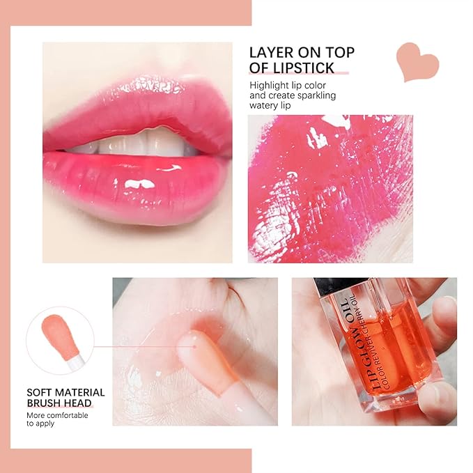 Lip Oil Hydrating Tinted Lip Balm, Plump Lip Gloss Lip Care Transparent Toot Lip Oil Tinted, Glass Lip Glow Oil Fresh Texture & Non-sticky, Nourishing Repairing Lightening Lip Lines Lip Care (001#)-Velvo Beauty