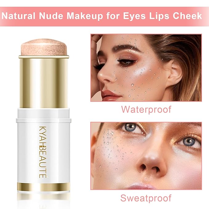 Ponhey Highlighter Makeup Stick for Face and Body, Non-greasy Finish,Delivers a Natural Glow, Long Lasting Waterproof Pearl White Glimmer Glow Sparkly Glitter Body Shimmer-Velvo Beauty