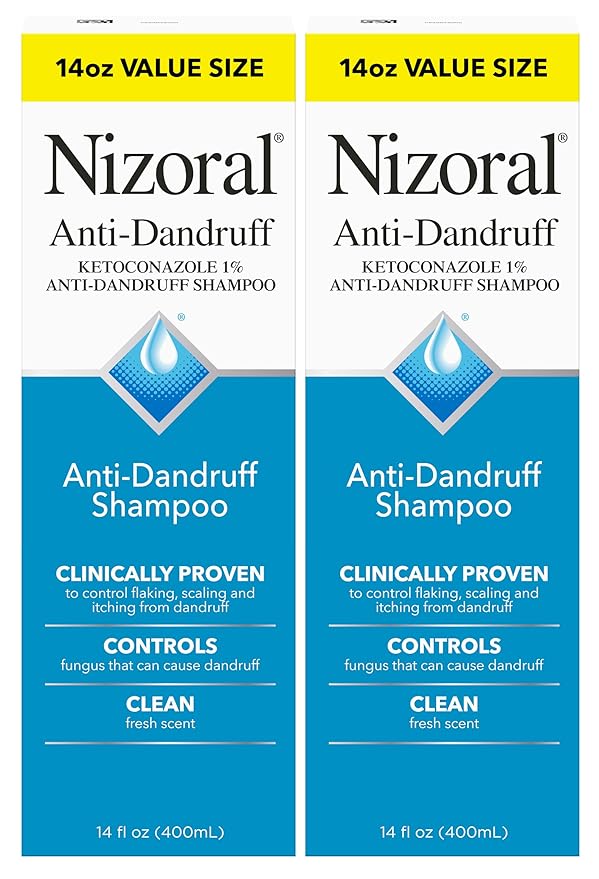 Nizoral Anti-Dandruff Shampoo with 1% Ketoconazole, Fresh Scent, 14 Fl Oz (Pack of 2)-Velvo Beauty