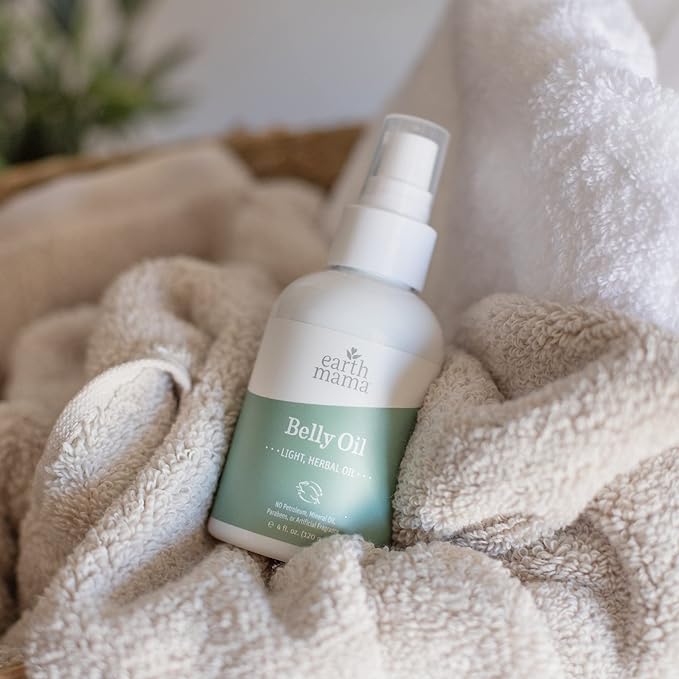 Earth Mama Belly Oil for Dry Skin | Calendula Skin Care Moisturizer Oil to Encourage Natural Elasticity and Help Prevent Stretch Marks During Pregnancy and Postpartum, 4-Fluid Ounce (3-Pack)-Velvo Beauty