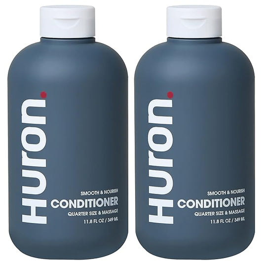 Huron Men’s Conditioner - Lightweight, Hydrating Conditioner - Eliminates Frizzy Hair, Moisturizes, & Restores Shine - Clean & Invigorating Scent - 100% Vegan Ingredients & Cruelty-Free - 11.8 Fl Oz (2 Pack)-Velvo Beauty