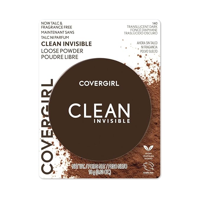COVERGIRL Clean Invisible Loose Powder - Loose Powder, Setting Powder, Vegan Formula - Translucent Dark, 20g (0.7 oz)-Velvo Beauty