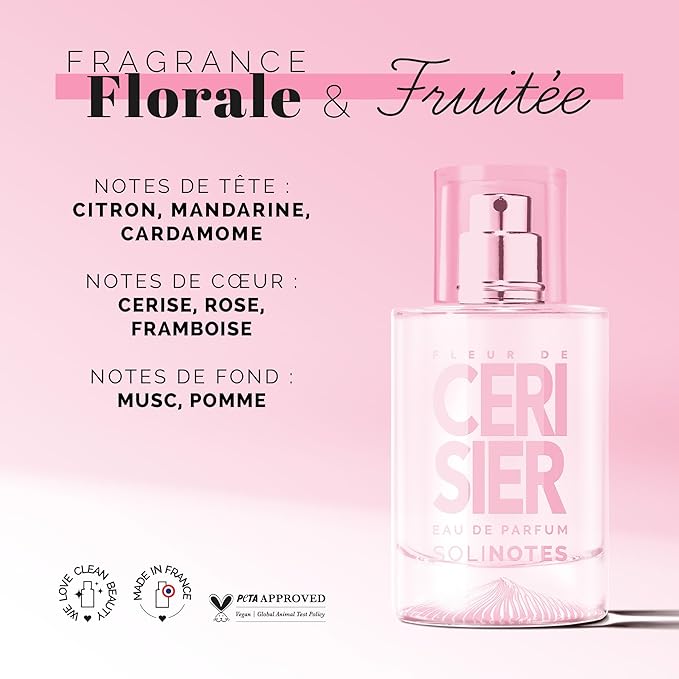 SOLINOTES Cherry Blossom Perfume for Women - Eau De Parfum | Delicate Floral and Soothing Scent - Made in France - Vegan - 1.7 fl.oz-Velvo Beauty