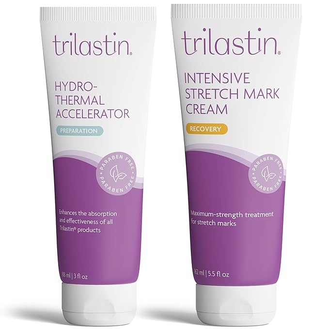 TriLASTIN-SR Intensive Stretch Mark Cream Bundle with Hydro-Thermal Accelerator (5.5 & 3 oz) | Fast-Acting Stretch Marks Cream with Absorption Enhancing Serum | Hypoallergenic & Paraben-free-Velvo Beauty