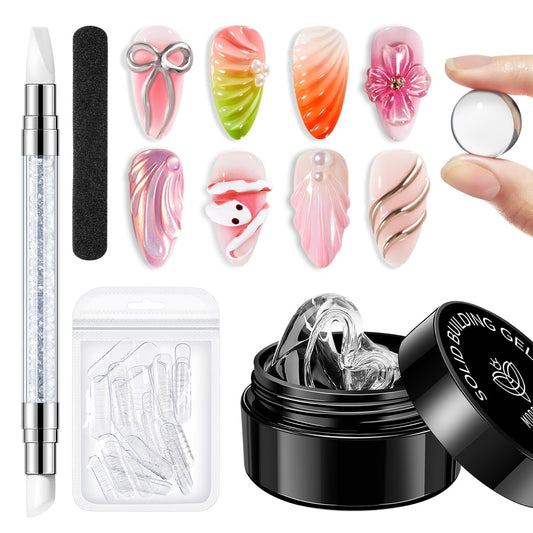 modelones 3D Gel Nail Art Kit, Hard Sculpting Gel for Nail Art Extensions & Molding Non-Sticky for Chrome Powder, Nails Glitter Polish Salon or Home DIY Manicure Cured Needed-Velvo Beauty