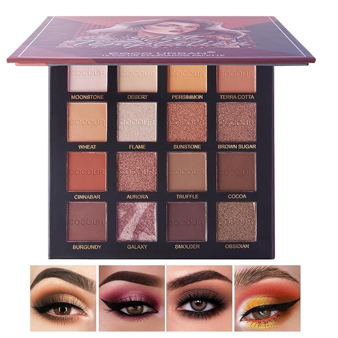 Rechoo 16 Colors Eyeshadow Make-up Palette Neked, Nude Brown Color Matte Shimmer Eye Shadow, High-Pigmented Eyeshadow Neutral, Long-lasting Powder Eyeshadow Palette for Daily and Smokey Make-up-Velvo Beauty