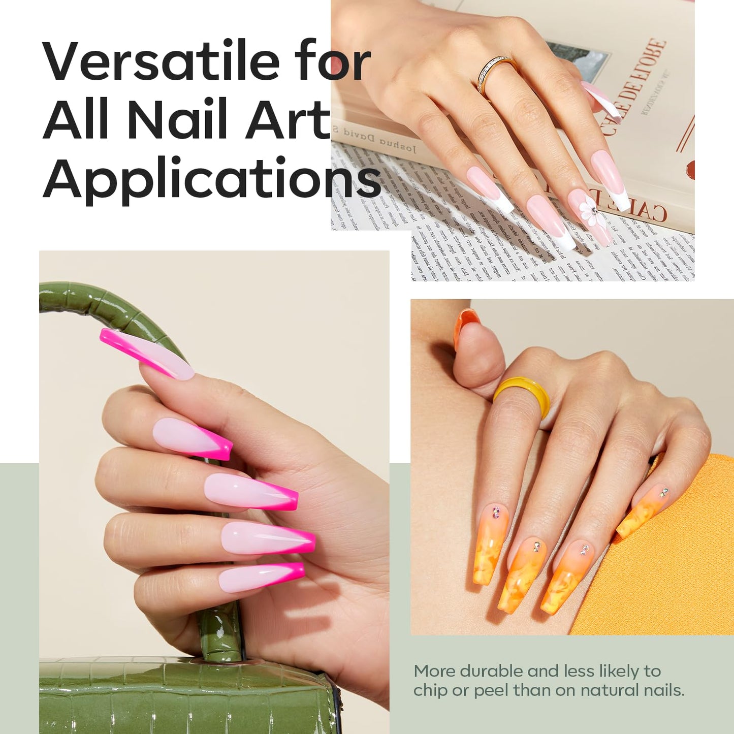 modelones Long Coffin French Nail Tips, 504 PCS No C Curve Pre-shaped Clear Acrylic Fake Nails Tips Gel Half Cover 12 Sizes with Box-Velvo Beauty