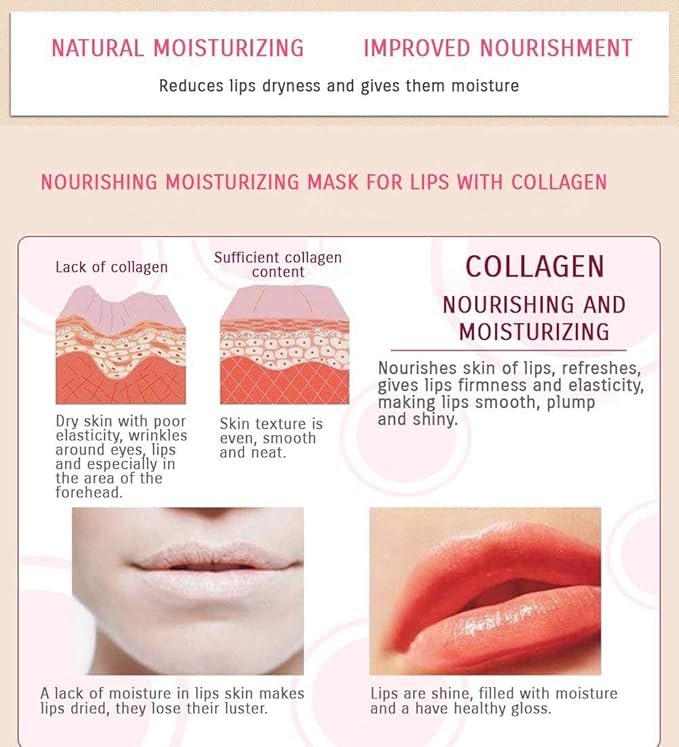 Lip Mask, 30PCS Collagen Crystal Pink Lip Care Gel Pads Treatment, Moisturizing Anti-Wrinkle Anti-Aging Firm Hydrate Lips, Remove Dead Skin Moisture Essence Make Your Dry Lip Attractive Sexy-Velvo Beauty