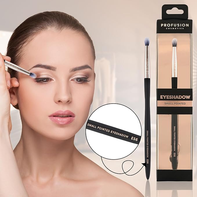 Profusion Cosmetics Small Pointed Precision Synthetic Eyeshadow Brush Pigments and Glitter Eye Concealer Tapered Bristles for Blended Crease and Eyeliner Smudger Quality Brush-Velvo Beauty