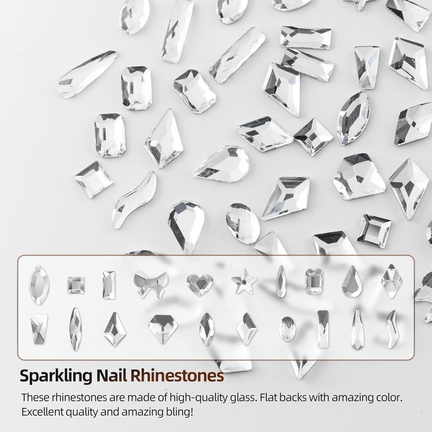Nail Art Rhinestones, Nail Gems and Rhinestones Kit with Wax Pencil 1000 Pcs Flatback Rhinestones for Nails Decorations, Crafts, Makeup, Face, Clothes, Shoes-Velvo Beauty