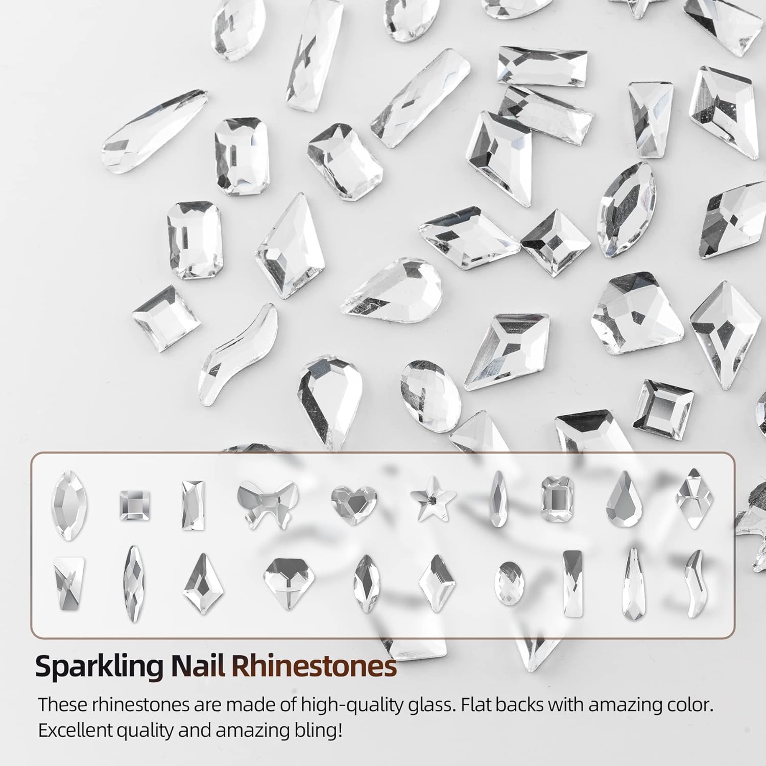 Nail Art Rhinestones, Nail Gems and Rhinestones Kit with Wax Pencil 1000 Pcs Flatback Rhinestones for Nails Decorations, Crafts, Makeup, Face, Clothes, Shoes-Velvo Beauty
