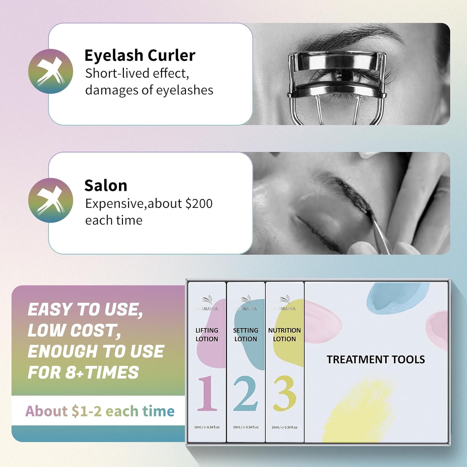 PERMANIA Korean Lash Lift Kit, Tube Design Easy to Apply Brow Lamination Kit, for Natural Results Instant Lifting & Curling with Detailed Instruction (with Glue Balm)-Velvo Beauty