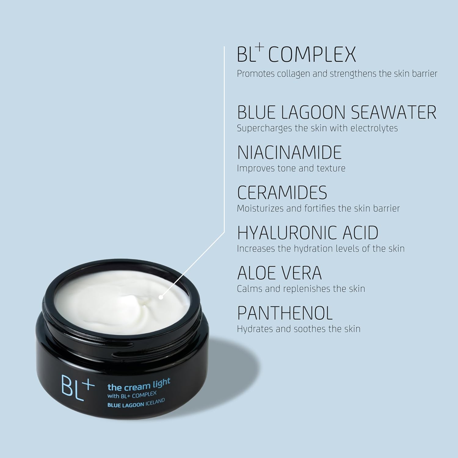 Blue Lagoon - BL+ The Cream Light Gel Moisturizer | Sustainable, Bioactive Luxury Skincare (Full Size, 1.7 oz | 50 ml)-Velvo Beauty