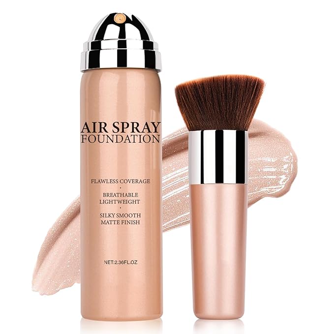 Airbrush Foundation Makeup Spray Silky Lightweight Full Coverage Foundation Face Air Cushion Foundation Set with Soft Makeup Brush - Natural Color-Velvo Beauty