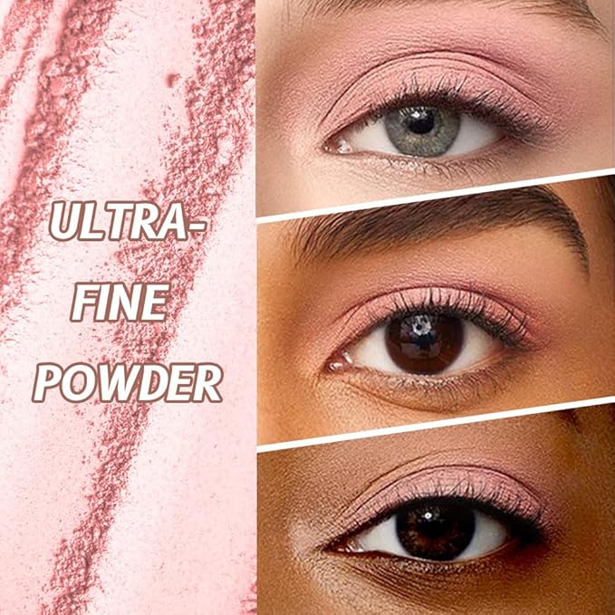 Single Mini Pressed Eyeshadow Makeup Palette, Nude Pink Sparkle Shimmer Glitter Monochrome Cream Eye shadows Palette Brightener Makeup for Older Women, Pigmented Waterproof 01#-Velvo Beauty