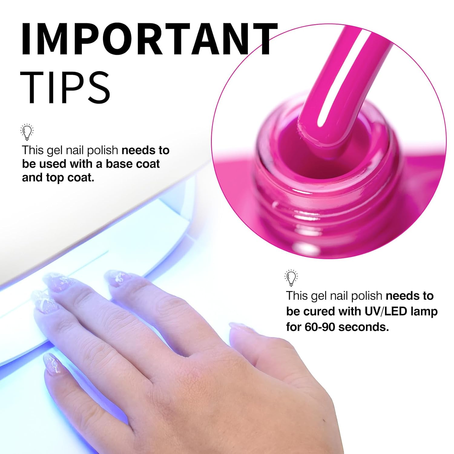 CANNI Hot Pink Nail Gel Polish, 1Pcs Bright Coral Pink Cerise Color High Gloss Soak Off UV Gel Nail French Nail Manicure Salon DIY-Velvo Beauty