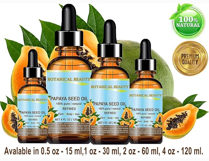 PAPAYA SEED OIL. 100% Pure / Natural / Undiluted /Refined Cold Pressed Carrier Oil. 0.5 Fl.oz.- 15 ml. For Skin, Hair And Lip Care.-Velvo Beauty