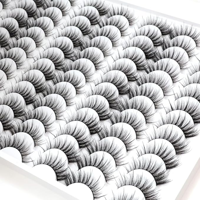 False Eyelashes 48 Pairs Faux Mink Lashes 14mm Wispy Lashes 3D Fluffy Cat Eye Lashes Pack Bulk Wholesale Strip Lashes(style 48-041)-Velvo Beauty