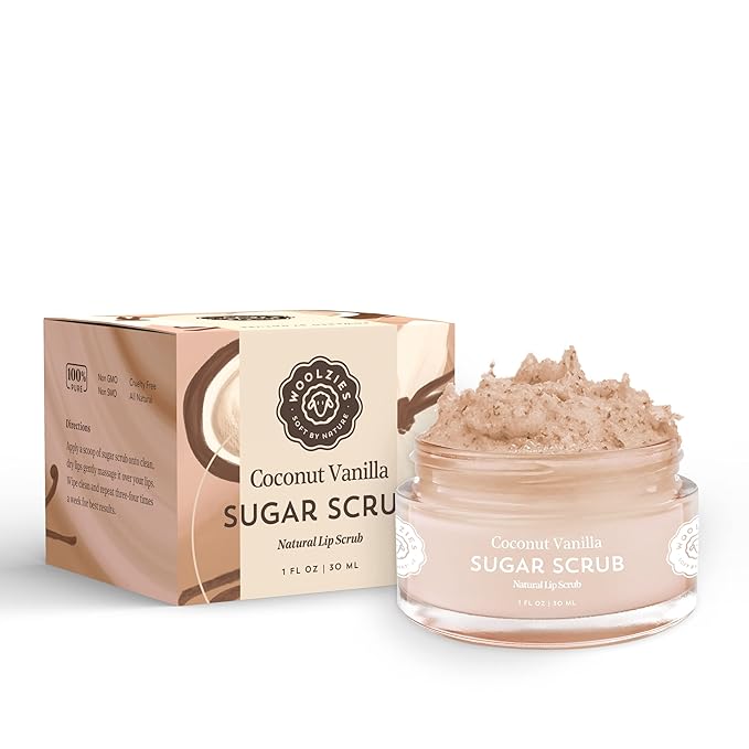 Sugar Lip Scrub | Ultra-Hydrating Exfoliator & Moisturizer for Dry or Chapped Lip | Shea Butter and Raw Sugar Scrubs | Pure & Natural | 1 Fl Oz (Coconut Vanilla)-Velvo Beauty