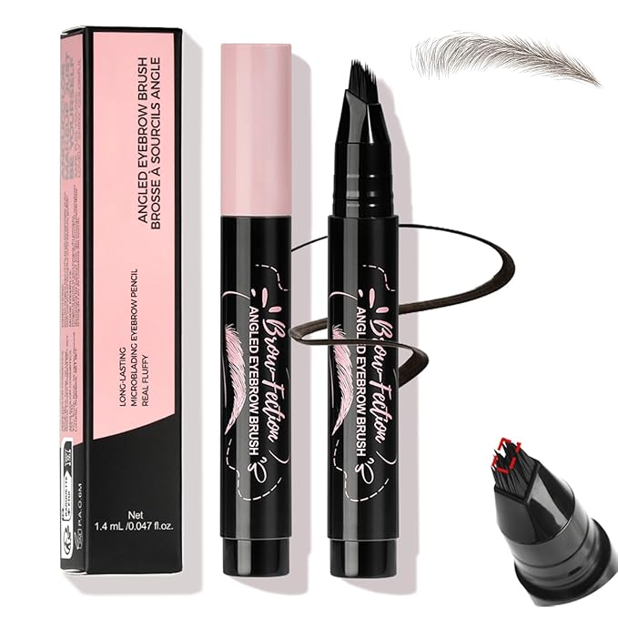 Eyebrow Pen, Waterproof Eyebrow Pencils for Women - Angled Brow Brush & Multi-Fork Tip Microblading Brow Pen, Precisely Creates Natural Hair-Like Brows, Easy to Use 01-Brown-Velvo Beauty